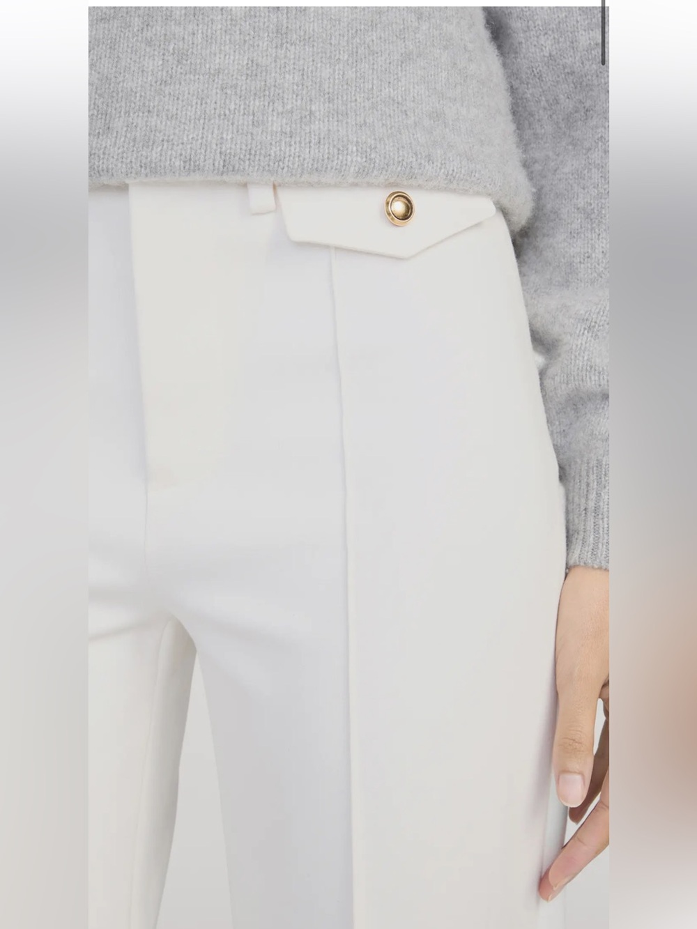 New! Frame SZ 2, cream The Reboot Crop Trousers. - Picture 7 of 13